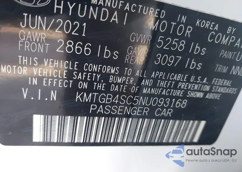 2022 Genesis G80 2.5T Awd z USA, uszkodzony, nr VIN KMTGB4SC5NU093168